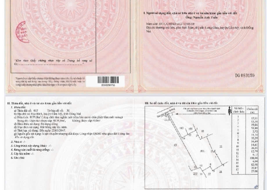 ĐẤT BẢO BÌNH, DT:8180m MẶT ĐƯỜNG